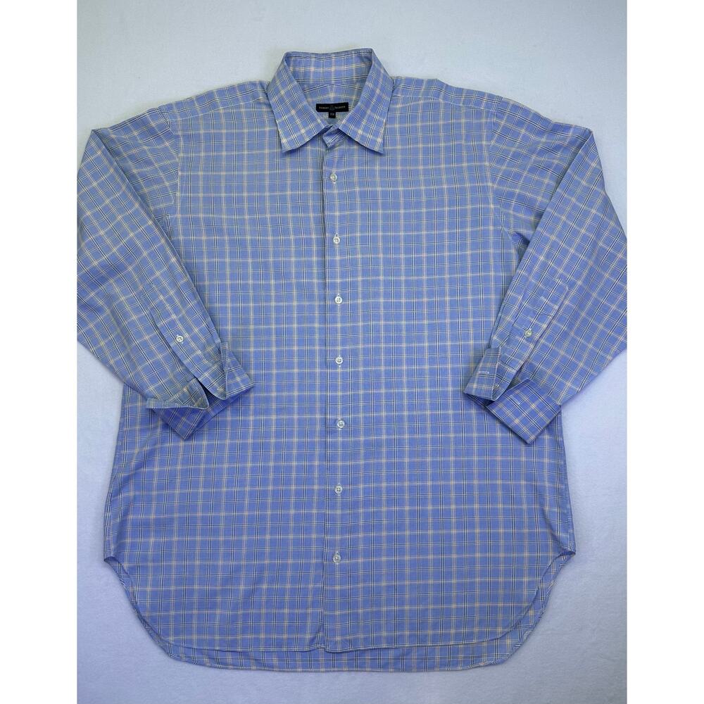 Robert Talbott Blue Plaid Dress Shirt French Cuffs Size XL (17/34) - Picture 4 of 11